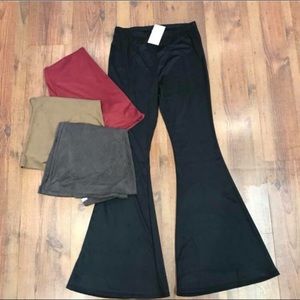 Red Suede Flare Pants